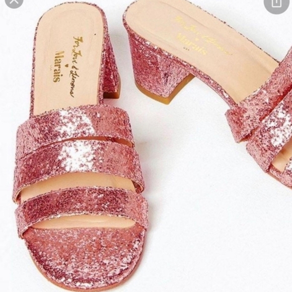For Love & Lemons x Marais glitter shoes size 8, GLITTER SPARKLE PINK - Picture 1 of 7